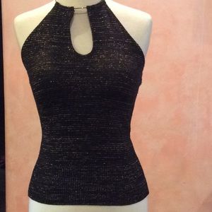 GUC Black with gold accents halter top